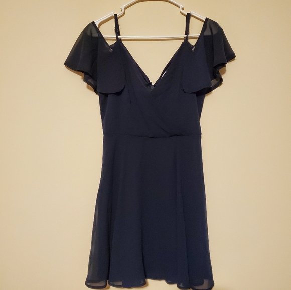 cold shoulder wrap skater dress